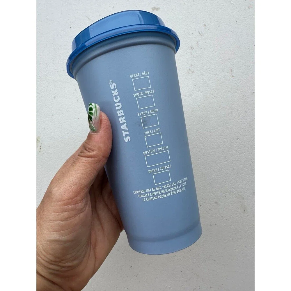 NWOT Starbucks 16oz Matte Blue Reusable Tumbler Plastic Cold Cup Lid BPA Free